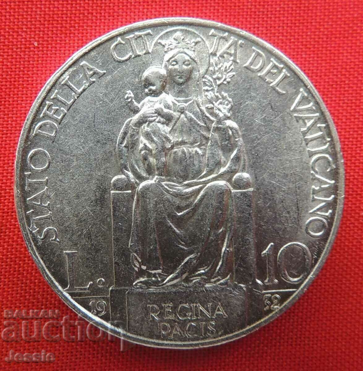 10 лири 1932 Ватикана папа Пий XI сребро Сравни и Прецени !