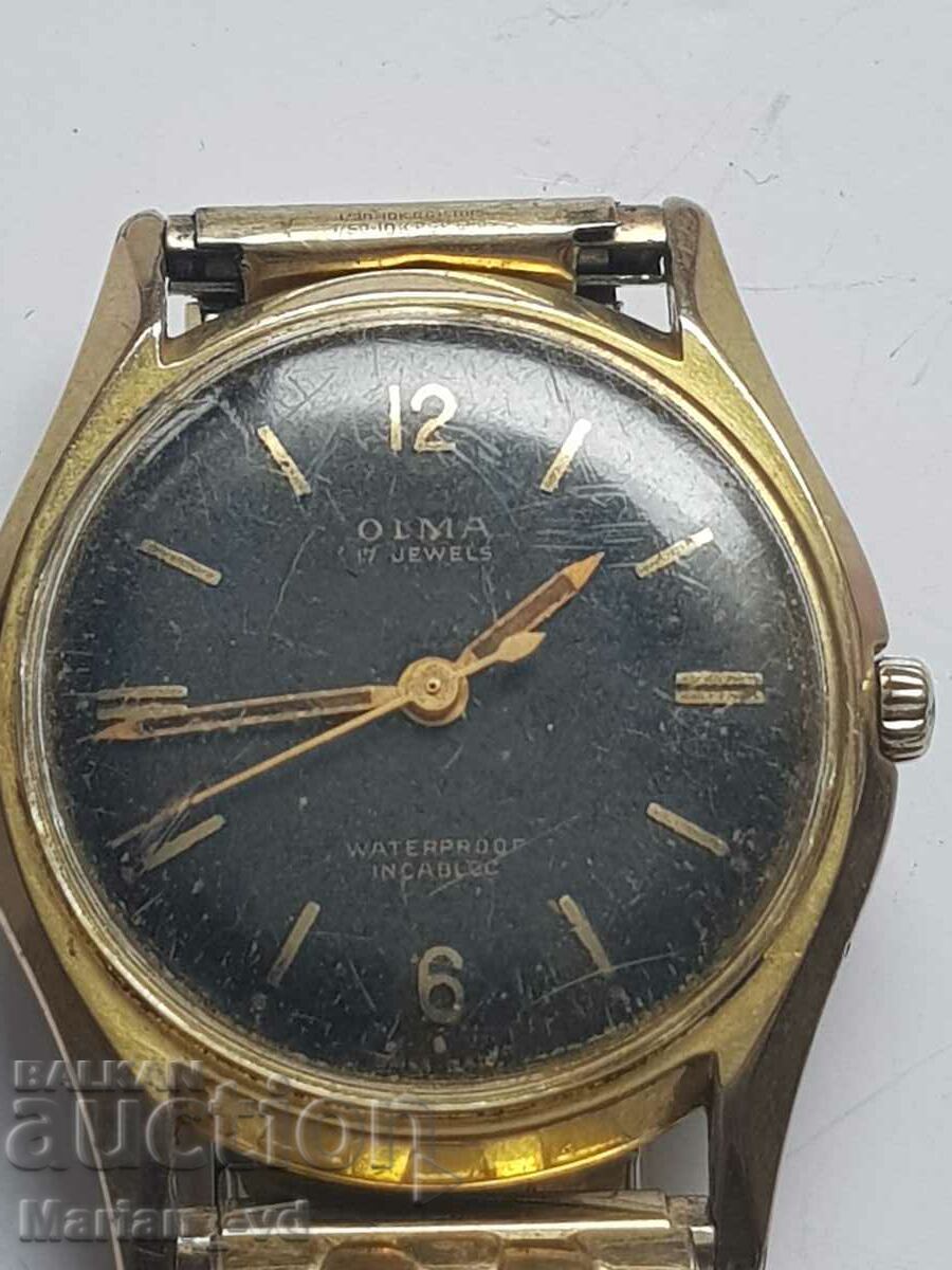 Auction  OLMA 17 Jewels Gold Plated Men's Mechanical Watch