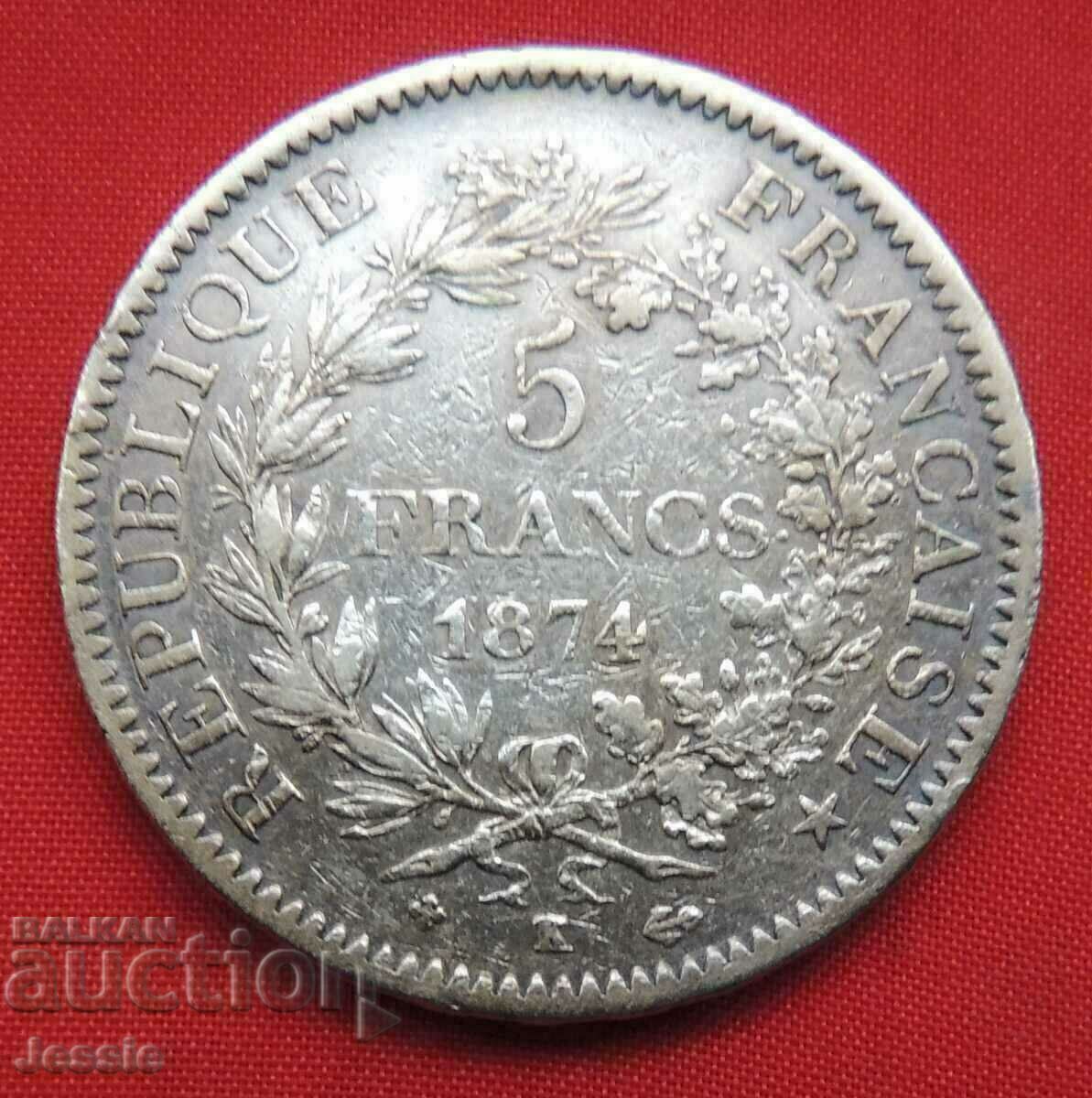 5 Francs 1874 K France silver