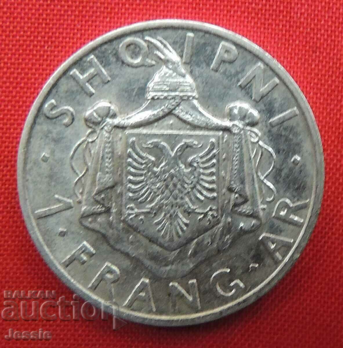 1 Franc 1937 R Albania argint CALITATE !