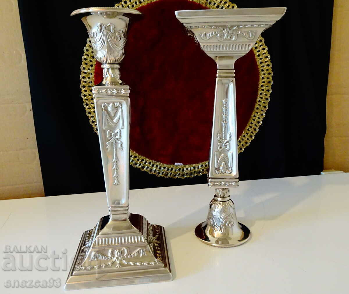 Silver-plated candlesticks, Aries, baroque. - 7 Silver-plated candlesticks, Aries, baroque. - 7