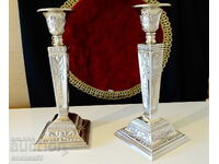 Sfeșnice placate cu argint, Berbec, baroc.