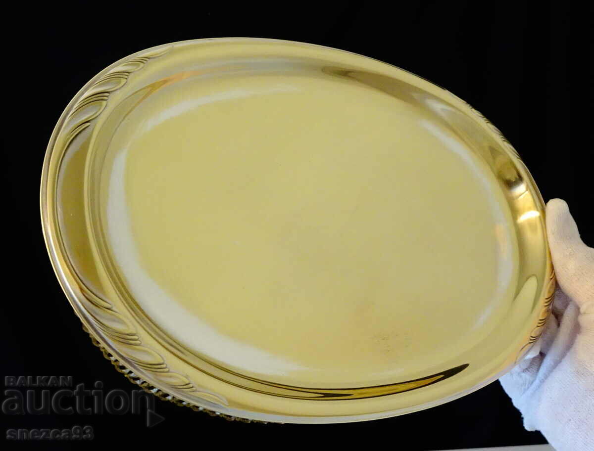 WMF brass tray, plate, baroque.