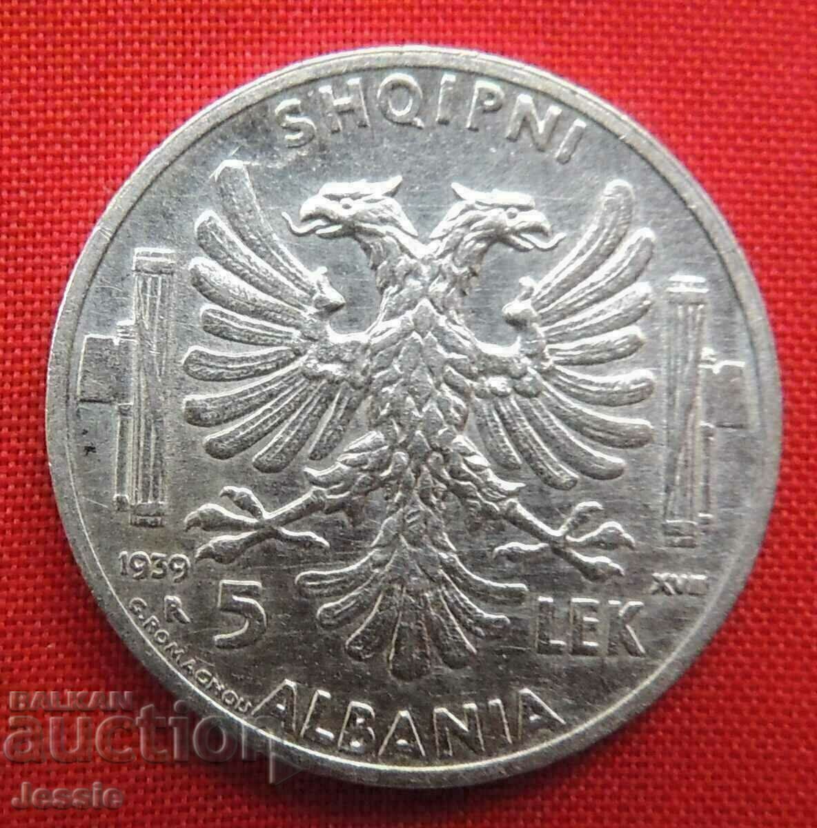 5 light 1939 R Albania Italian occupation QUALITY COMPARE !