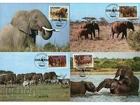 Уганда 1983 - 4 броя Карти Максимум - WWF