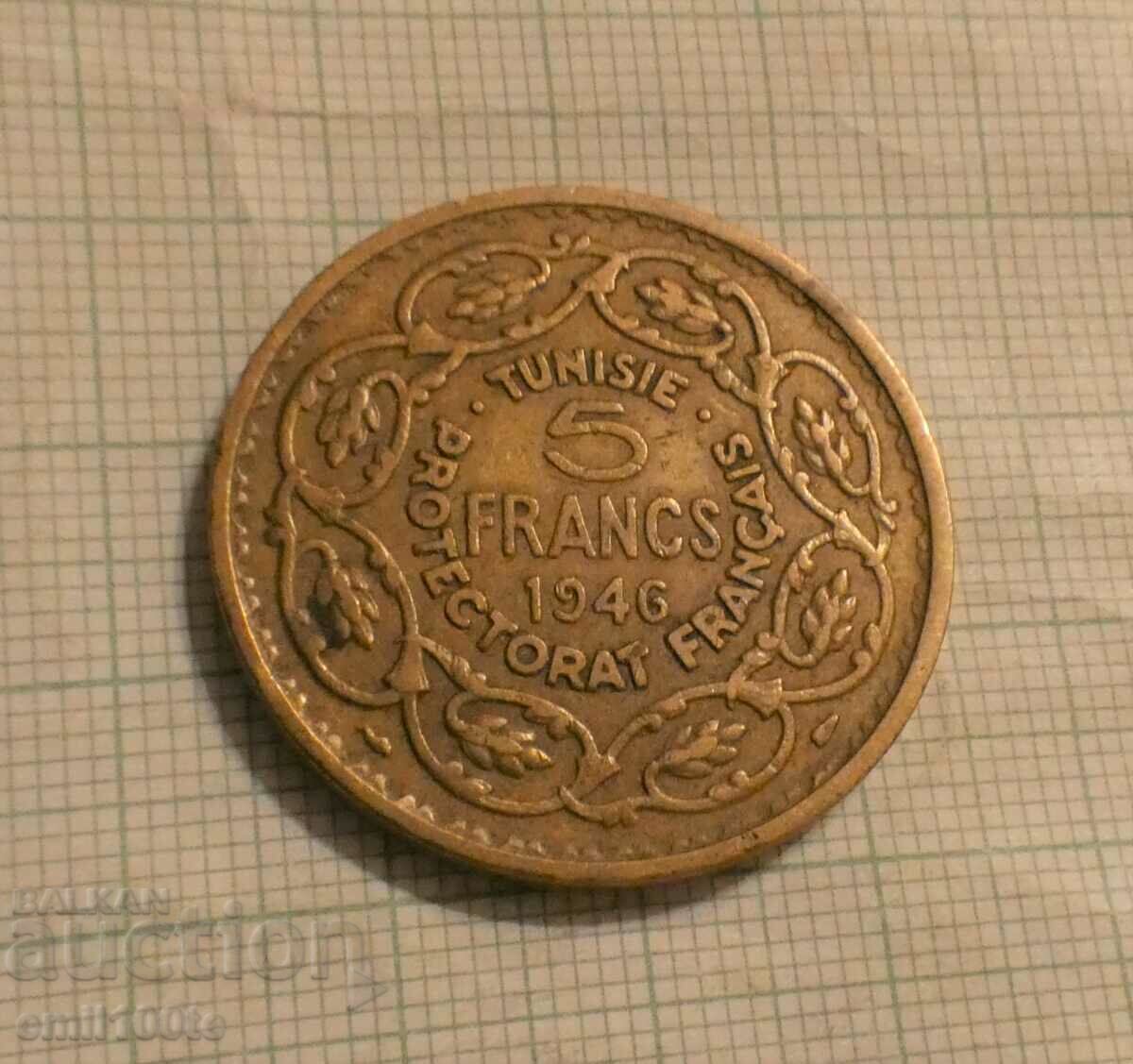 5 Franci 1946 Tunisia Protectorat francez