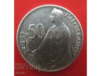 50 Koruna 1944 / 1947 Czechoslovakia Silver