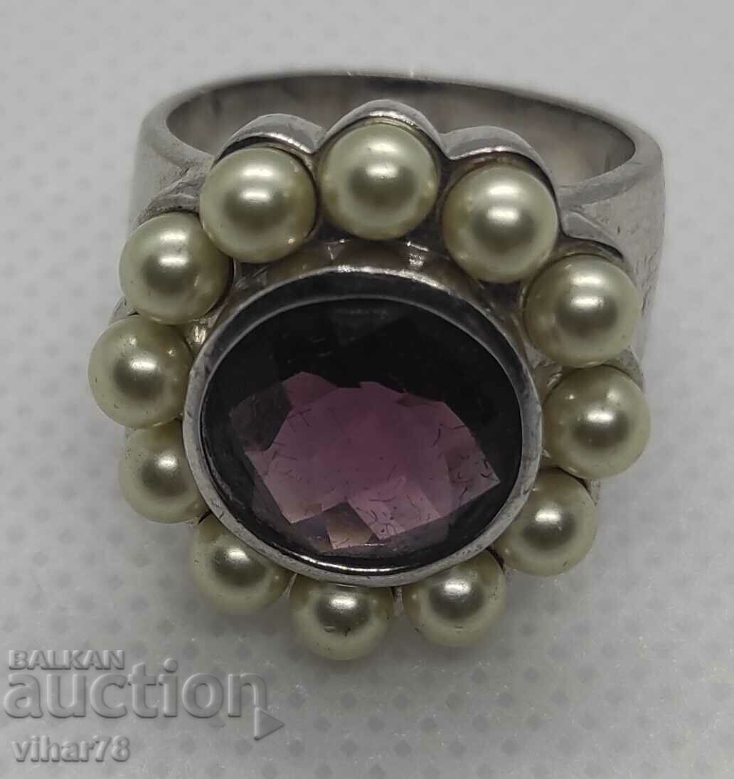 VERY BEAUTIFUL SILVER WOMEN'S RING WITH AMETHYST - 5 VERY BEAUTIFUL SILVER WOMEN'S RING WITH AMETHYST - 5