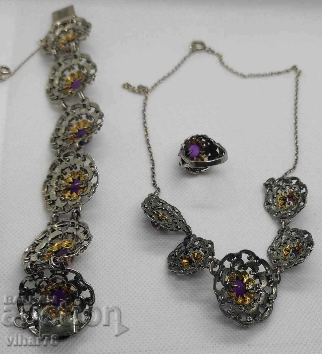 FOARTE FRUMOOS SILVER Set cu colier, bratara, ametist etc - 6