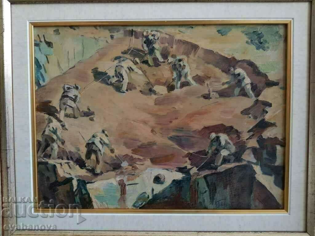 Georgi Zhelezaraov 1897- 1982 Laying the foundations of a house oil with price 1900.00 BGN | € 971.45 Georgi Zhelezaraov 1897- 1982 Laying the foundations of a house oil with price 1900.00 BGN | € 971.45