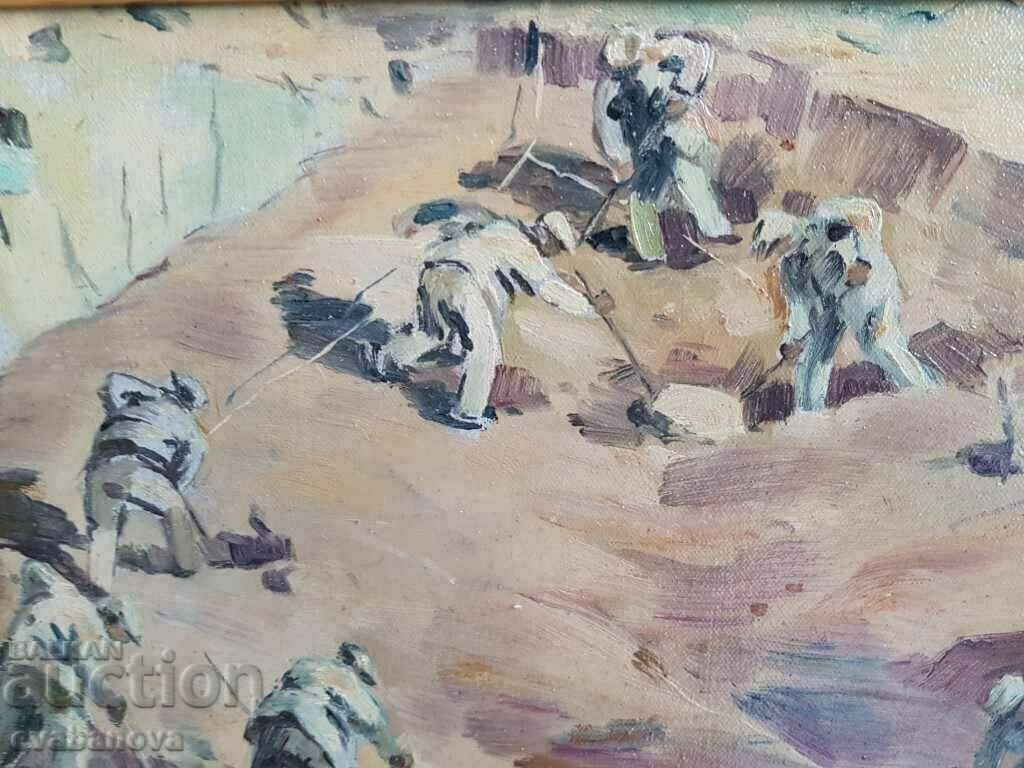 Delivery of Georgi Zhelezaraov 1897- 1982 Laying the foundations of a house oil Delivery of Georgi Zhelezaraov 1897- 1982 Laying the foundations of a house oil