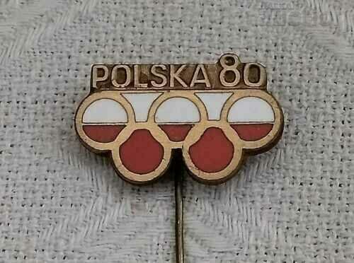 POLAND NOK 1980 OLYMPIC GAMES BADGE ENAMEL