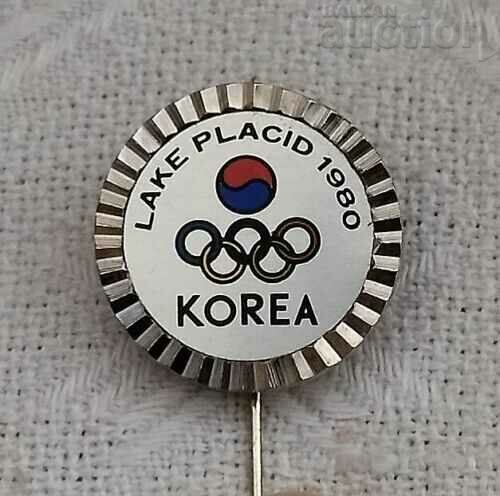 KOREA LAKE PLACID 1980 INSIGNA JOCULUI OLIMPICE