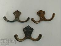 3 pcs old brass hangers
