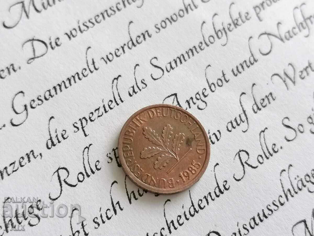 Coin - Germany - 1 pfennig 1985; J series with price 0.75 BGN | € 0.38 Coin - Germany - 1 pfennig 1985; J series with price 0.75 BGN | € 0.38