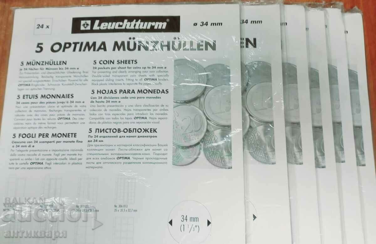 OPTIMA sheets for coins up to 34mm.