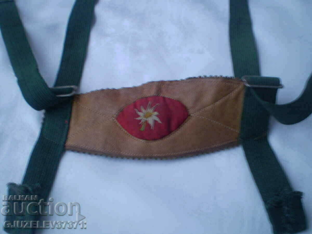 Vintage Children's Suspenders Embroidered Edelweiss