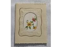 FLOWERS PAINTED ON SILK CARD 1960