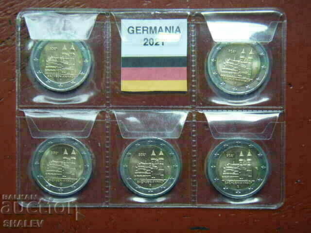 2 euro 2021 Germania A, D, F, G, J „Sachsen” Germania 2 euro cu preț € 19.89 | 38.90 BGN