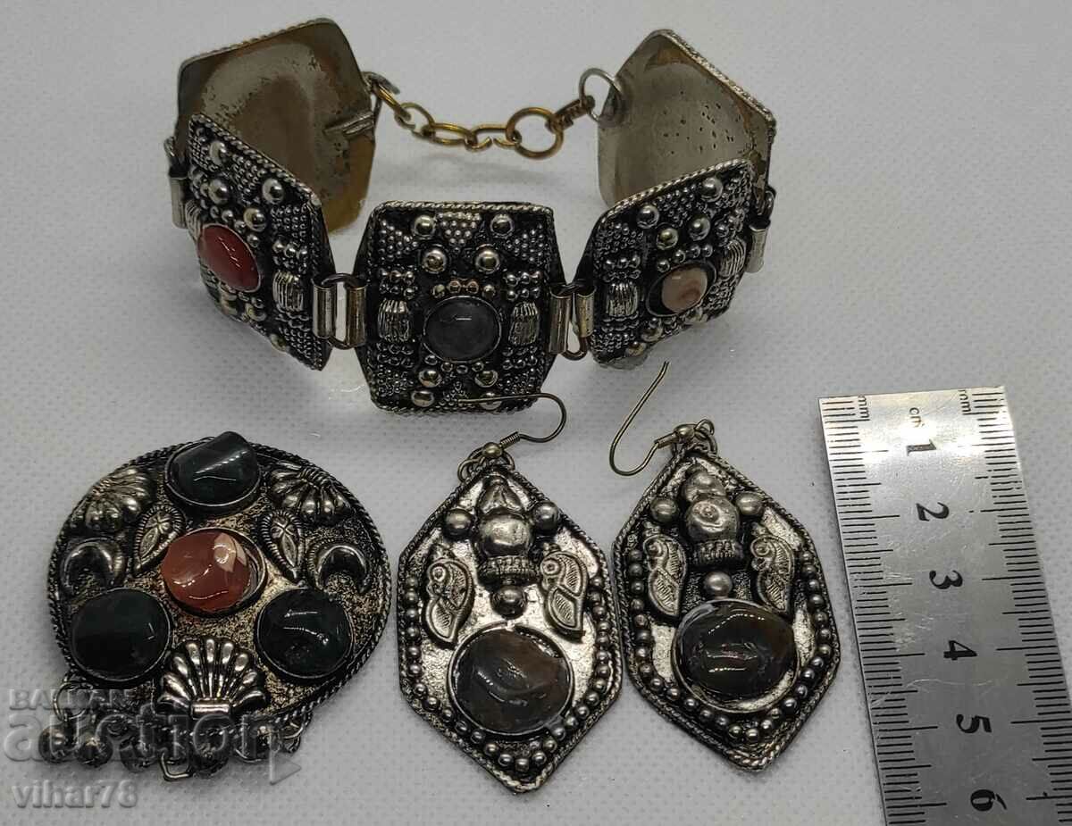Old women's set with stones-bracelet, earrings and pendant with price 49.99 BGN | € 25.56