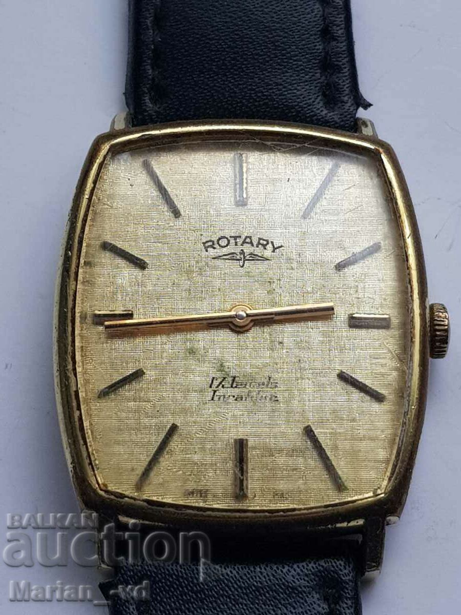 Мъжки позлатен механичен часовник Rotary 17 Jewel  70те год.