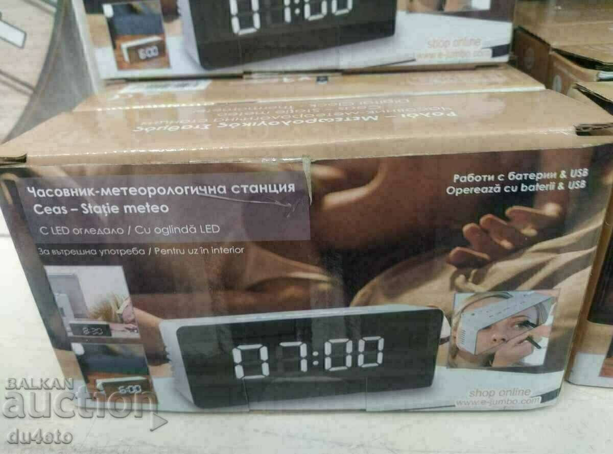 Clock, weather station with led mirror time, date t with price € 13.00 | 25.43 BGN