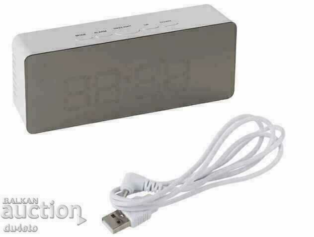 Clock, weather station with led mirror time, date t - 6