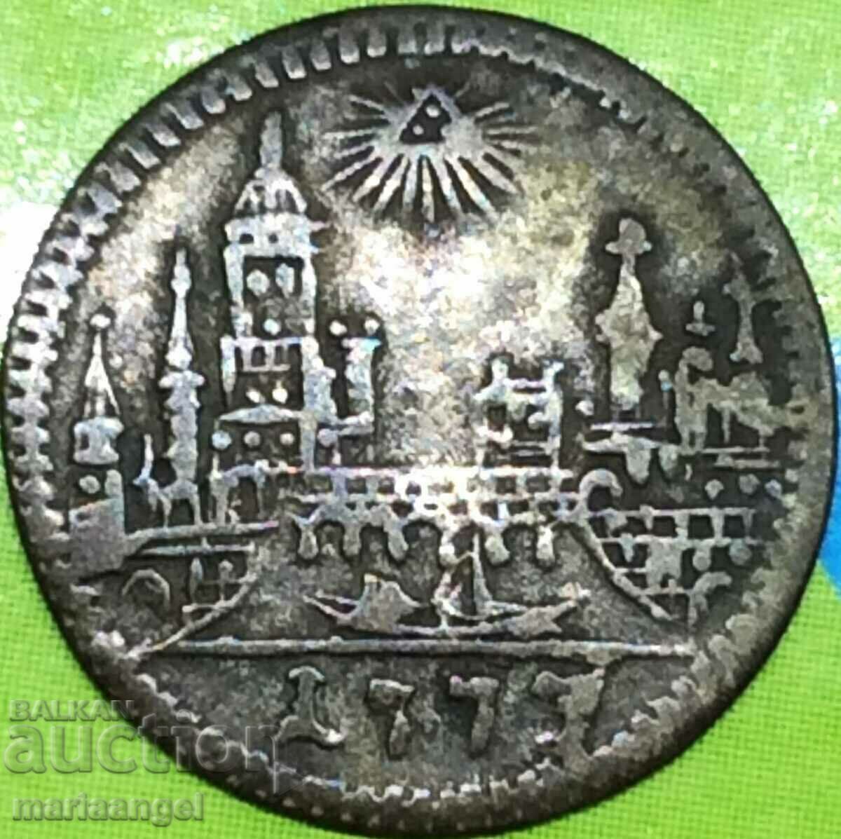 Frankfurt 1 Kreuzer 1773 Germania panorama argint