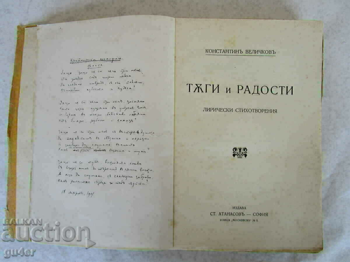 ❌1911-K. VELICHKOV-SORROWS and JOYS-edited by I. VAZOV❌ with price € 19.00 | 37.16 BGN
