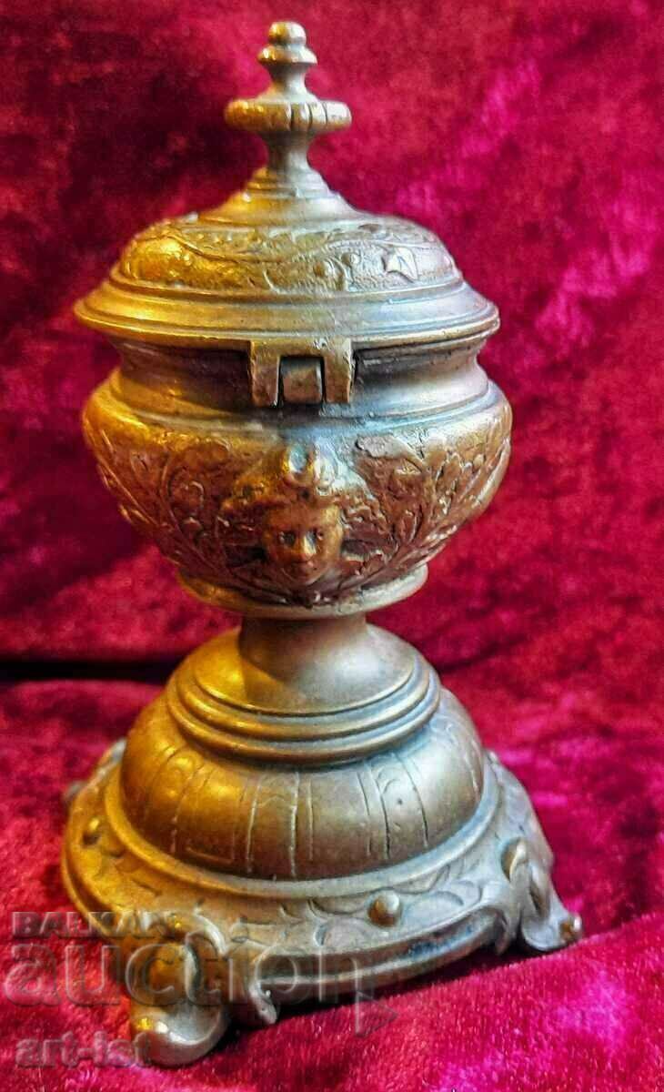 Antique French Bronze Inkwell - 6 Antique French Bronze Inkwell - 6