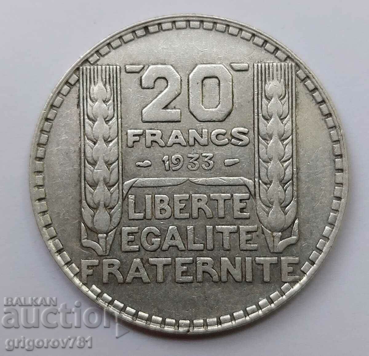 20 Francs Silver France 1933 - Silver Coin #9