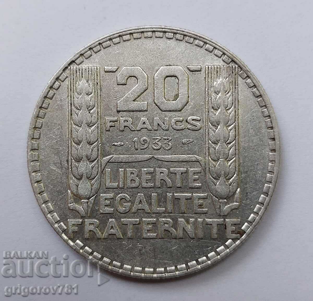 20 франка сребро Франция 1933 -  сребърна монета #10