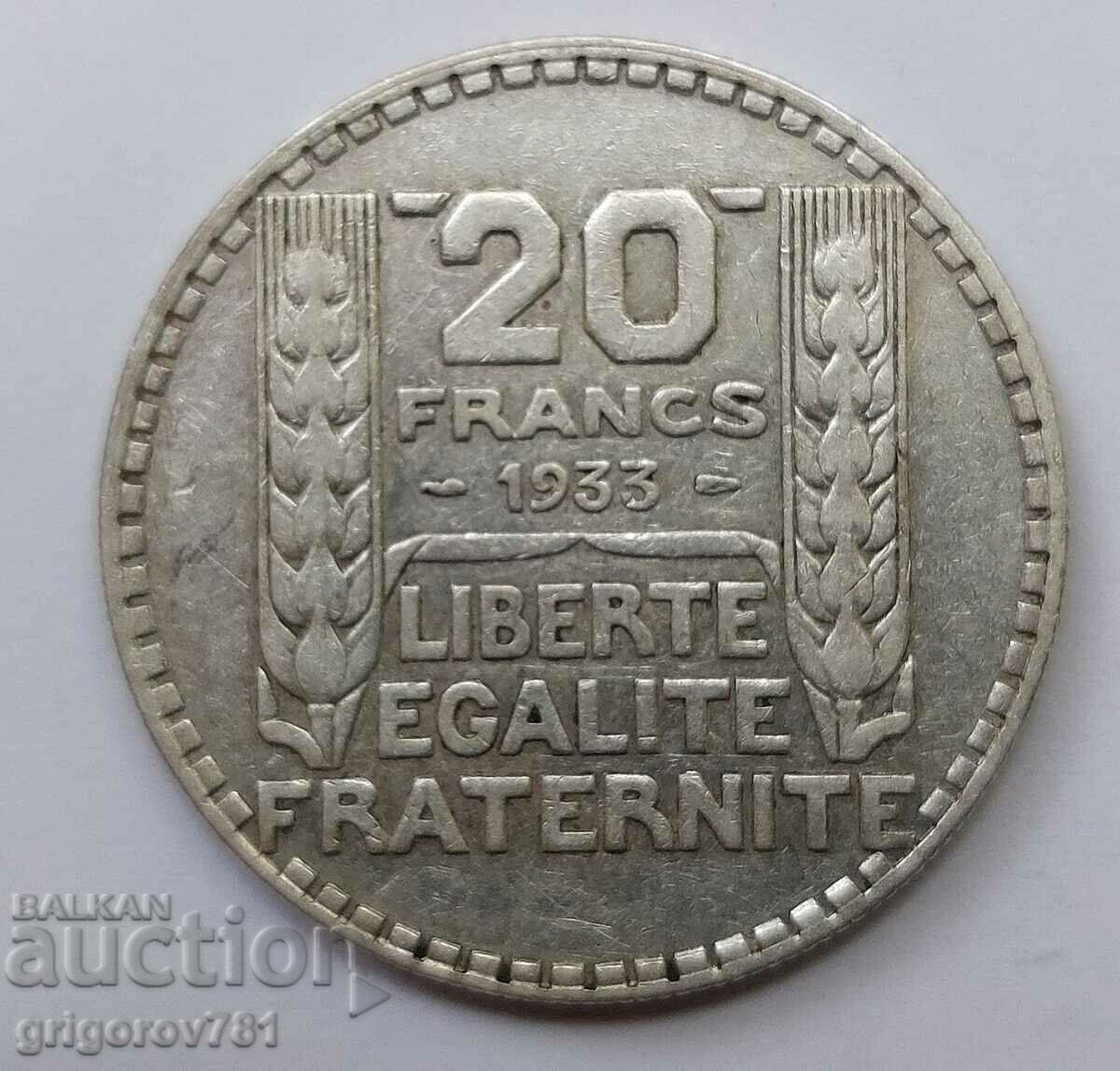 20 франка сребро Франция 1933 -  сребърна монета #11