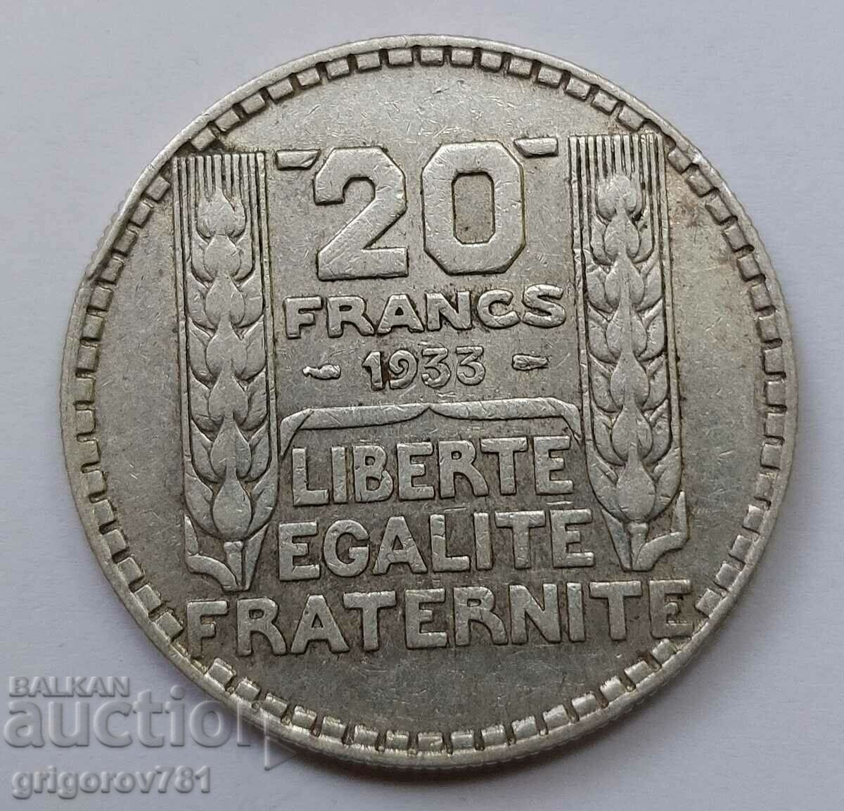 20 Francs Silver France 1933 - Silver Coin #12