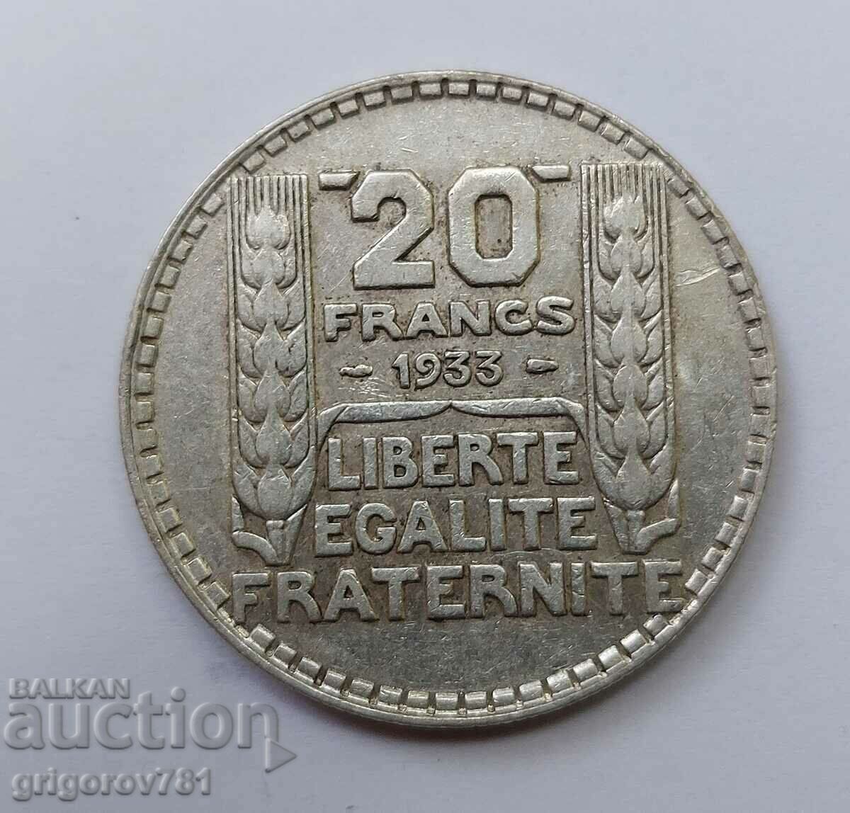 20 франка сребро Франция 1933 -  сребърна монета #13