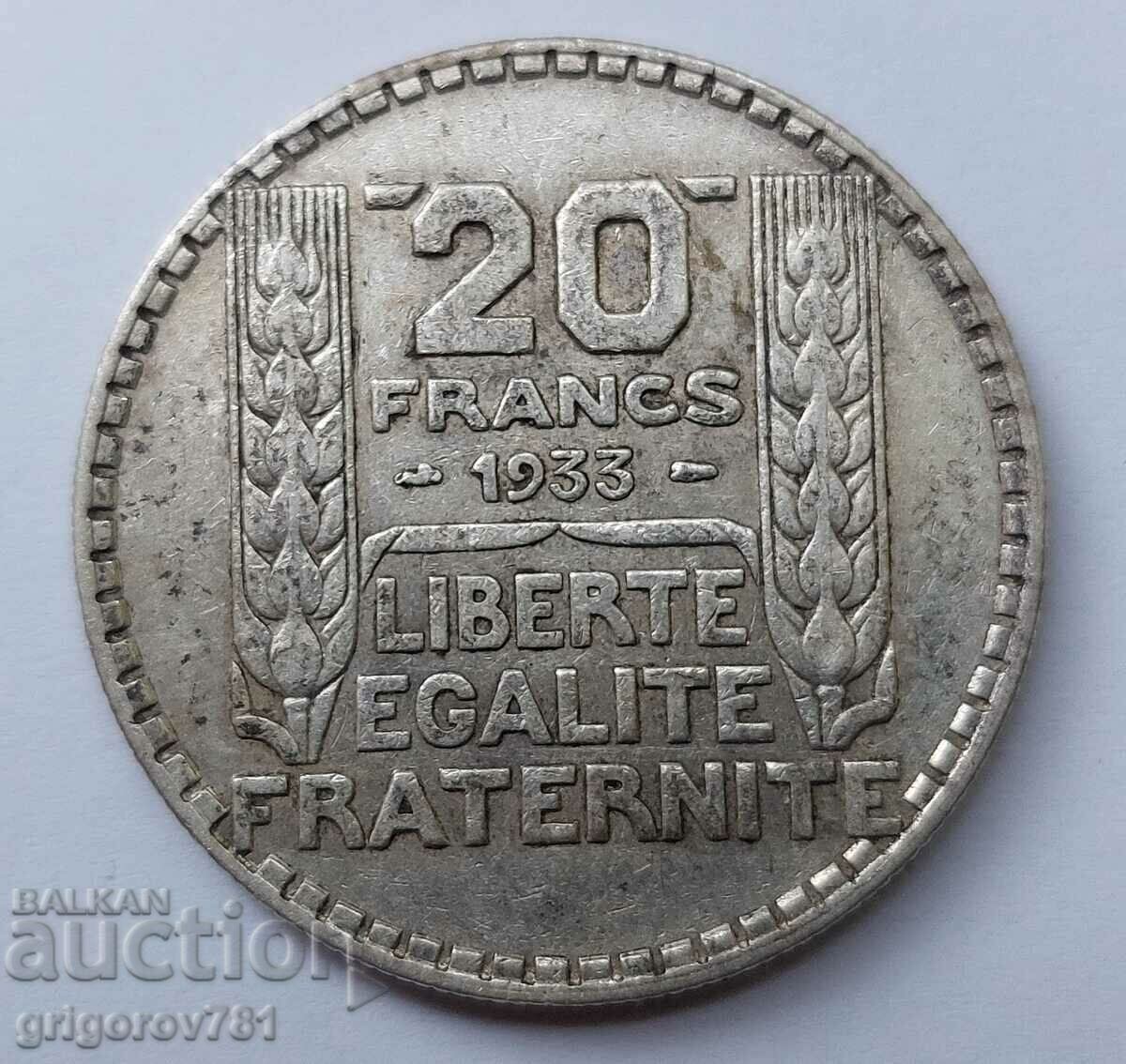 20 Francs Silver France 1933 - Silver Coin #15