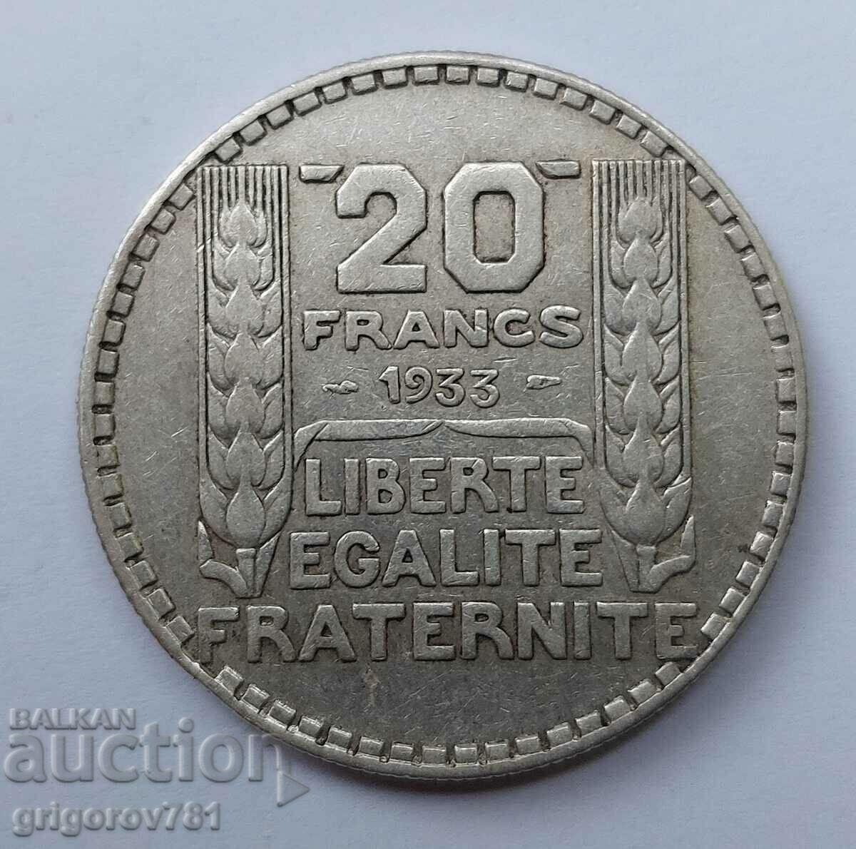 20 франка сребро Франция 1933 -  сребърна монета #16