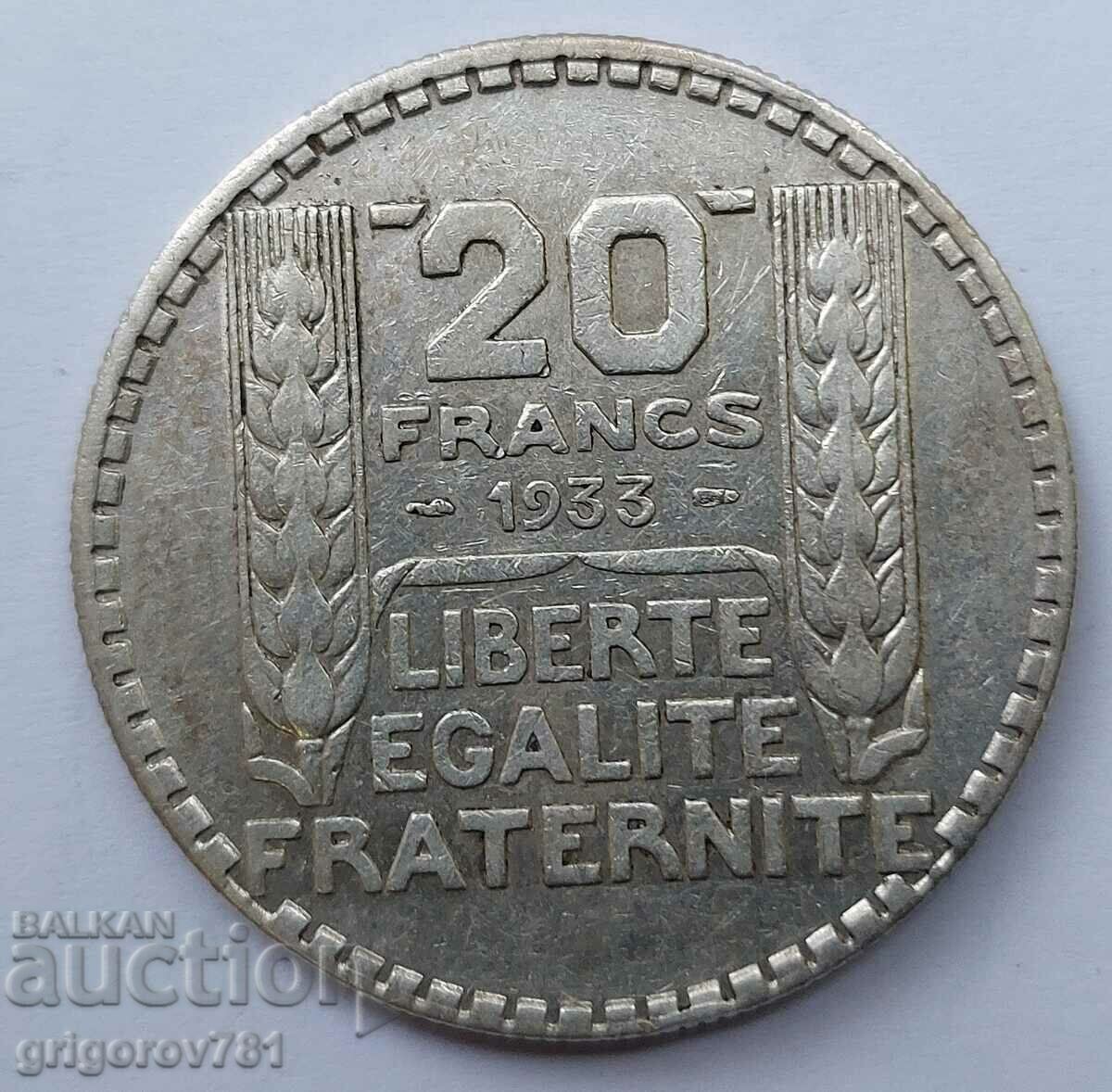 20 франка сребро Франция 1933 -  сребърна монета #17