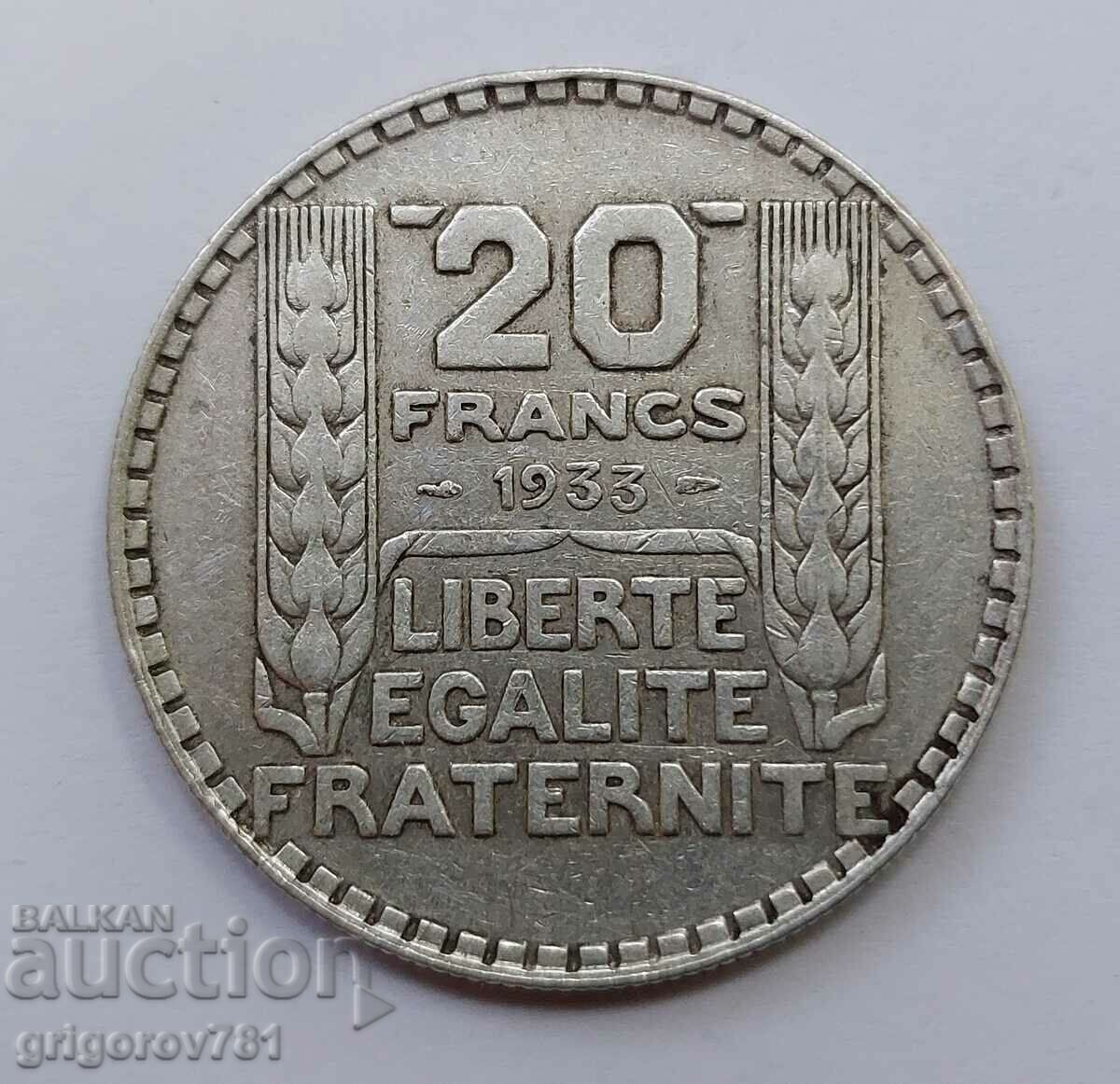 20 франка сребро Франция 1933 -  сребърна монета #19