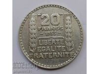 20 франка сребро Франция 1933 -  сребърна монета #23