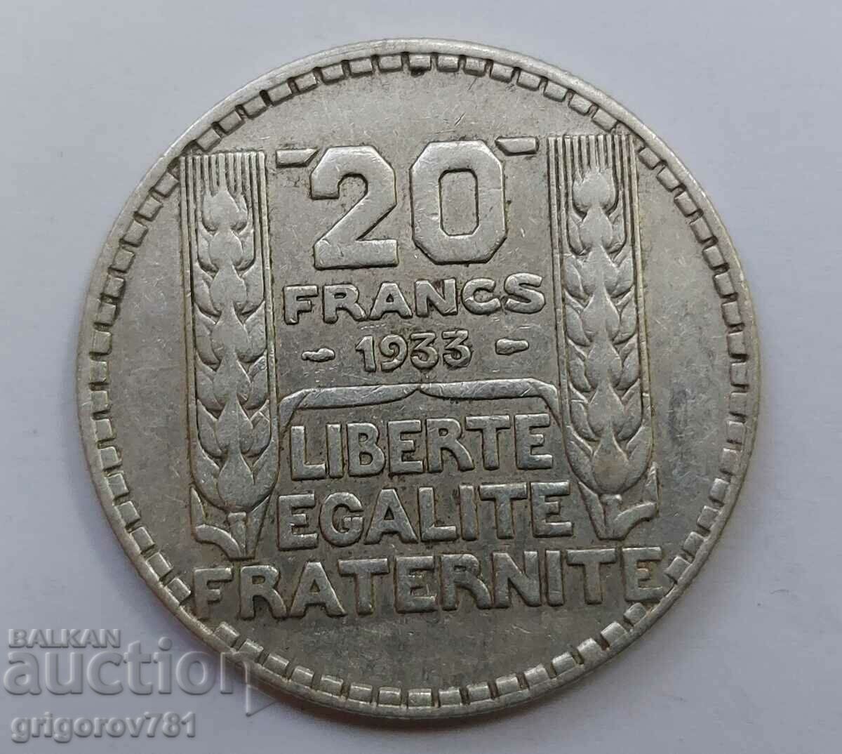 20 Φράγκα Ασήμι Γαλλία 1933 - Ασημένιο νόμισμα #24