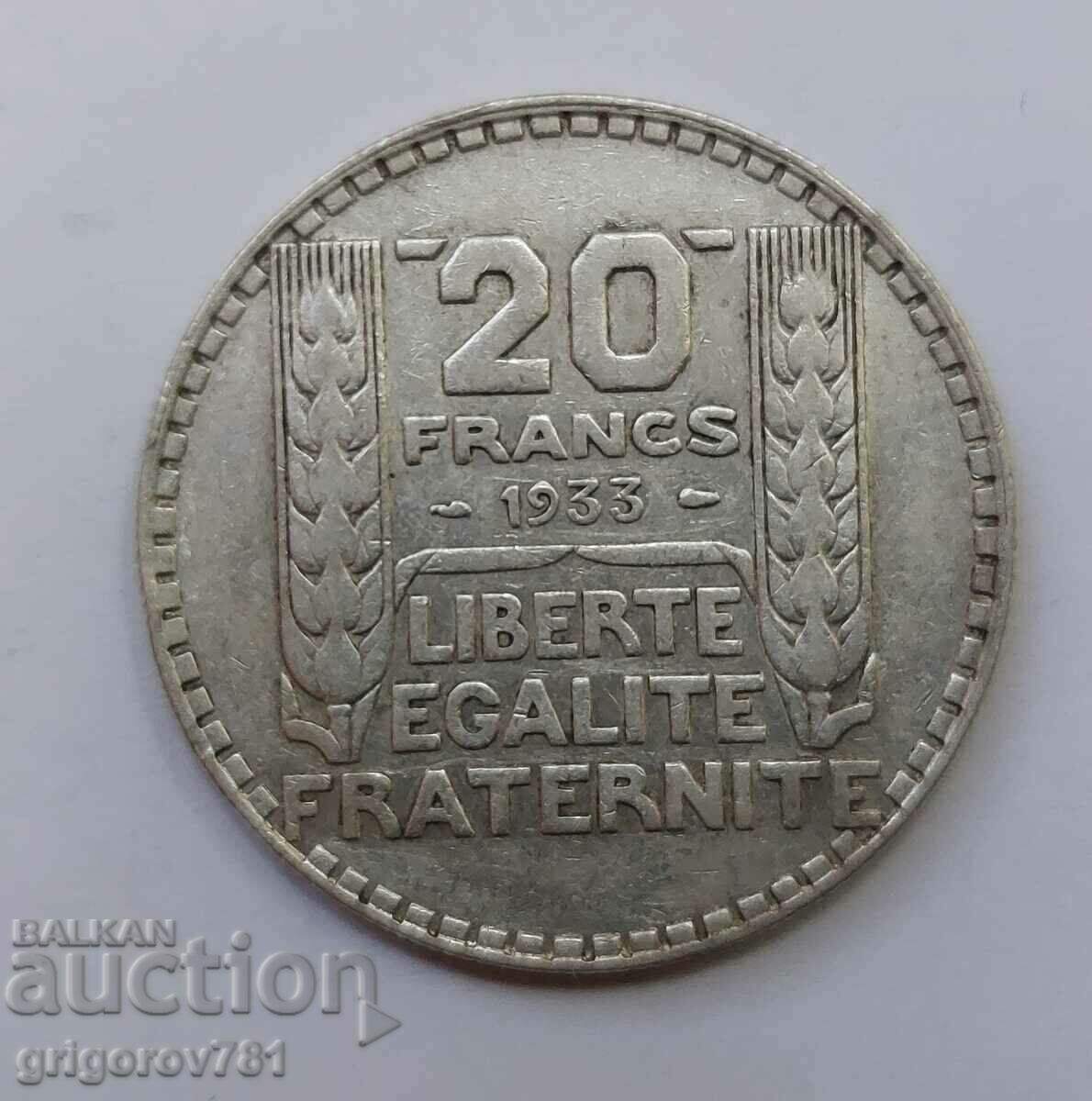 20 Francs Silver France 1933 - Silver Coin #26
