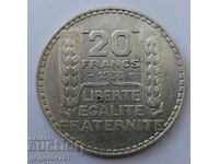 20 франка сребро Франция 1933 -  сребърна монета #27