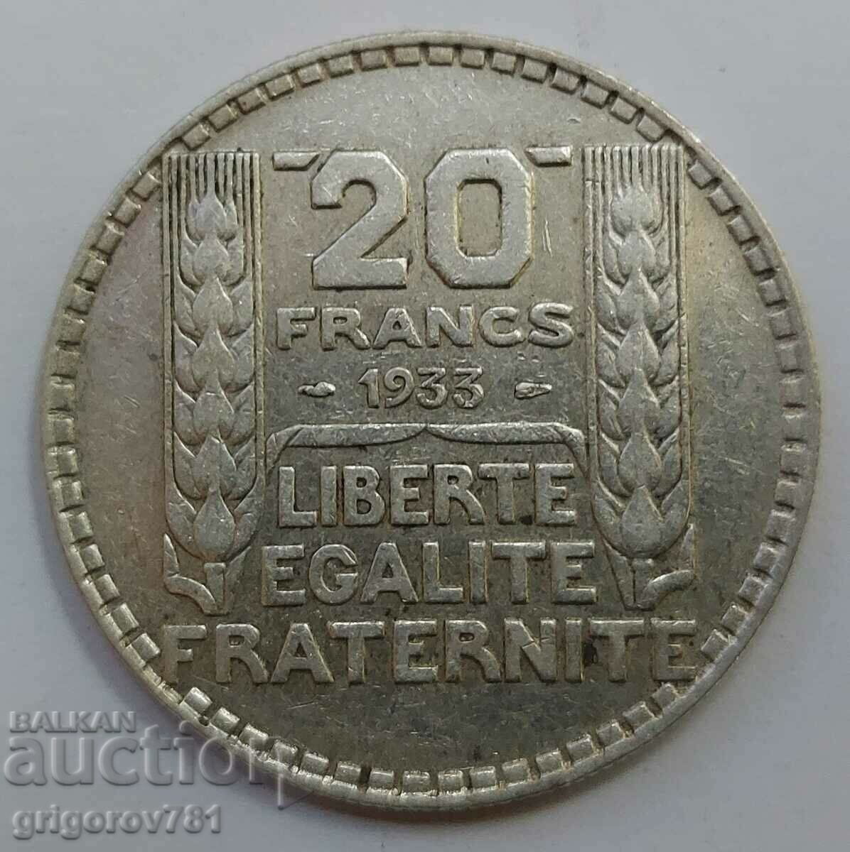20 франка сребро Франция 1933 -  сребърна монета #32