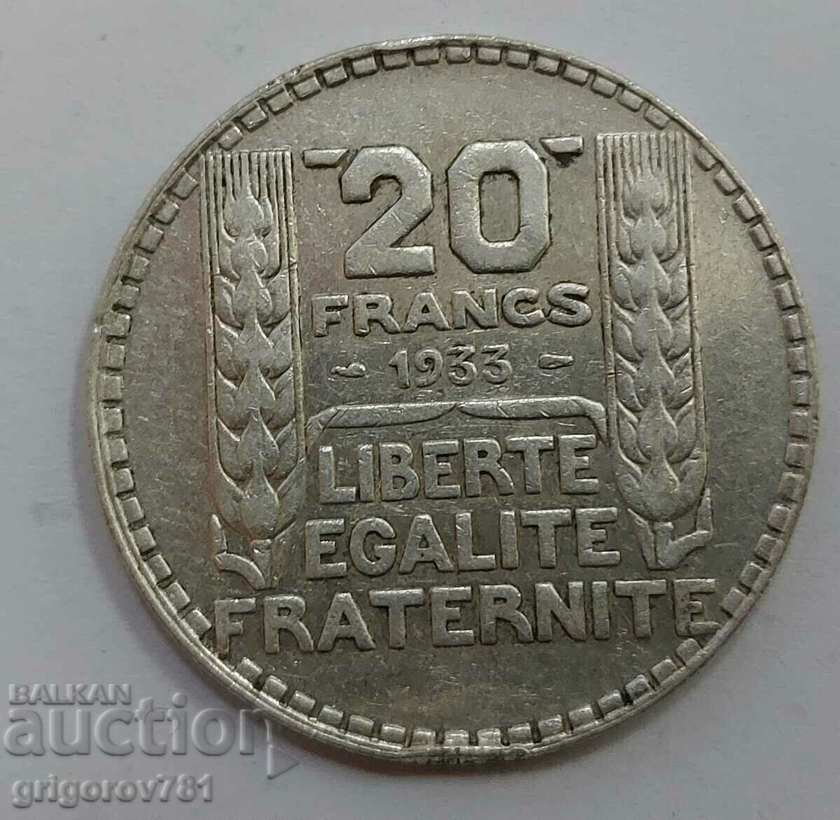 20 Francs Silver France 1933 - Silver Coin #38