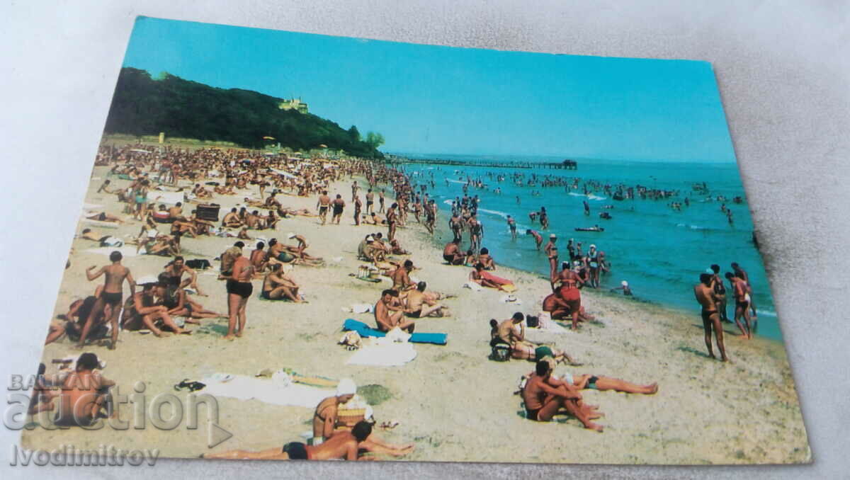 Пощенска картичка Бургас Плажът 1978