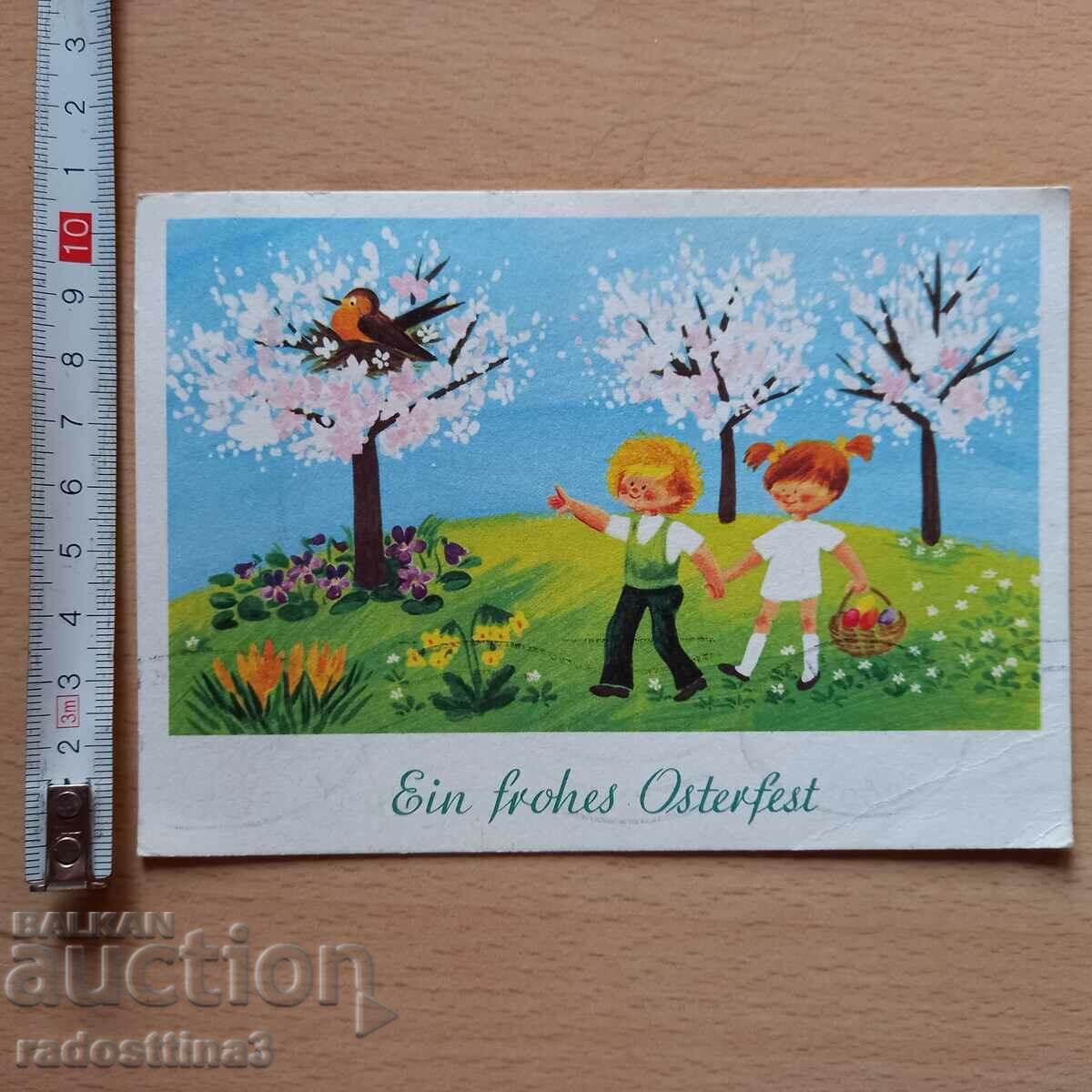 Easter card with GDR stamp
