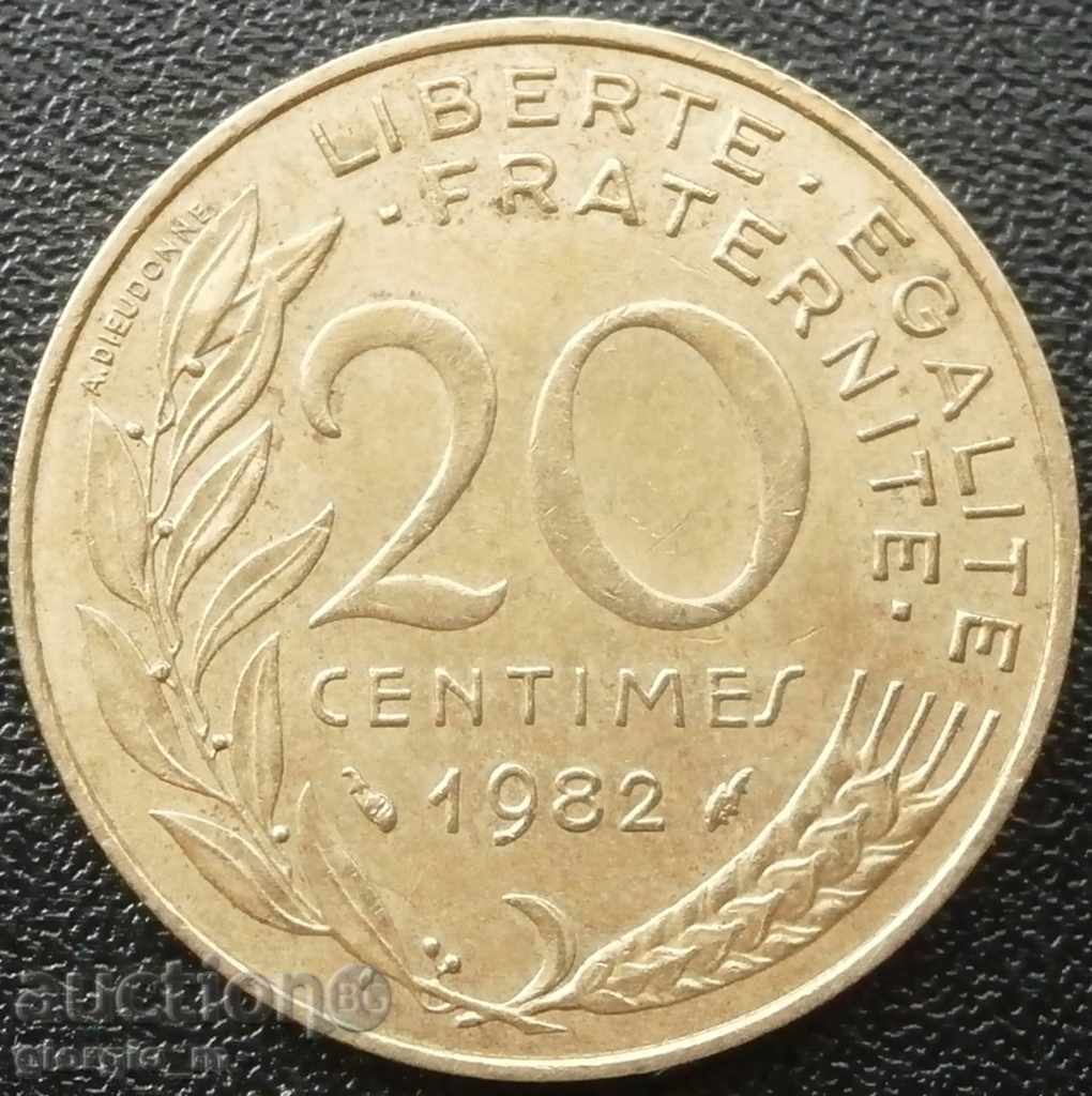 Франция - 20 сантима 1982 г.