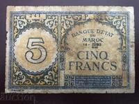 Maroc Franța 5 franci 1943 Al Doilea Război Mondial