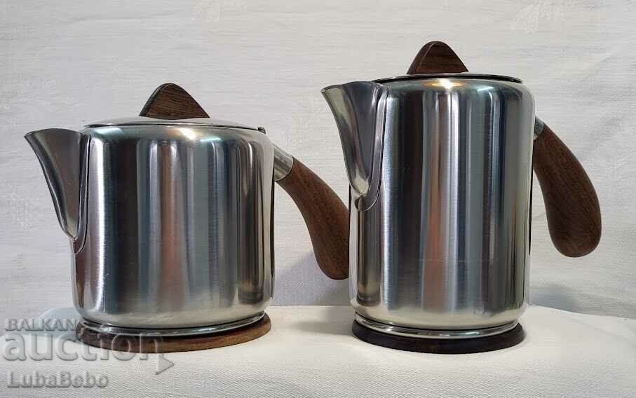 Two beautiful coffee and tea pots by DKF Lundtofte Denmark,